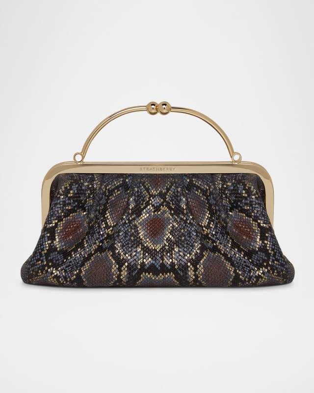 Frame Snakeskin-Embossed Leather Top-Handle Bag